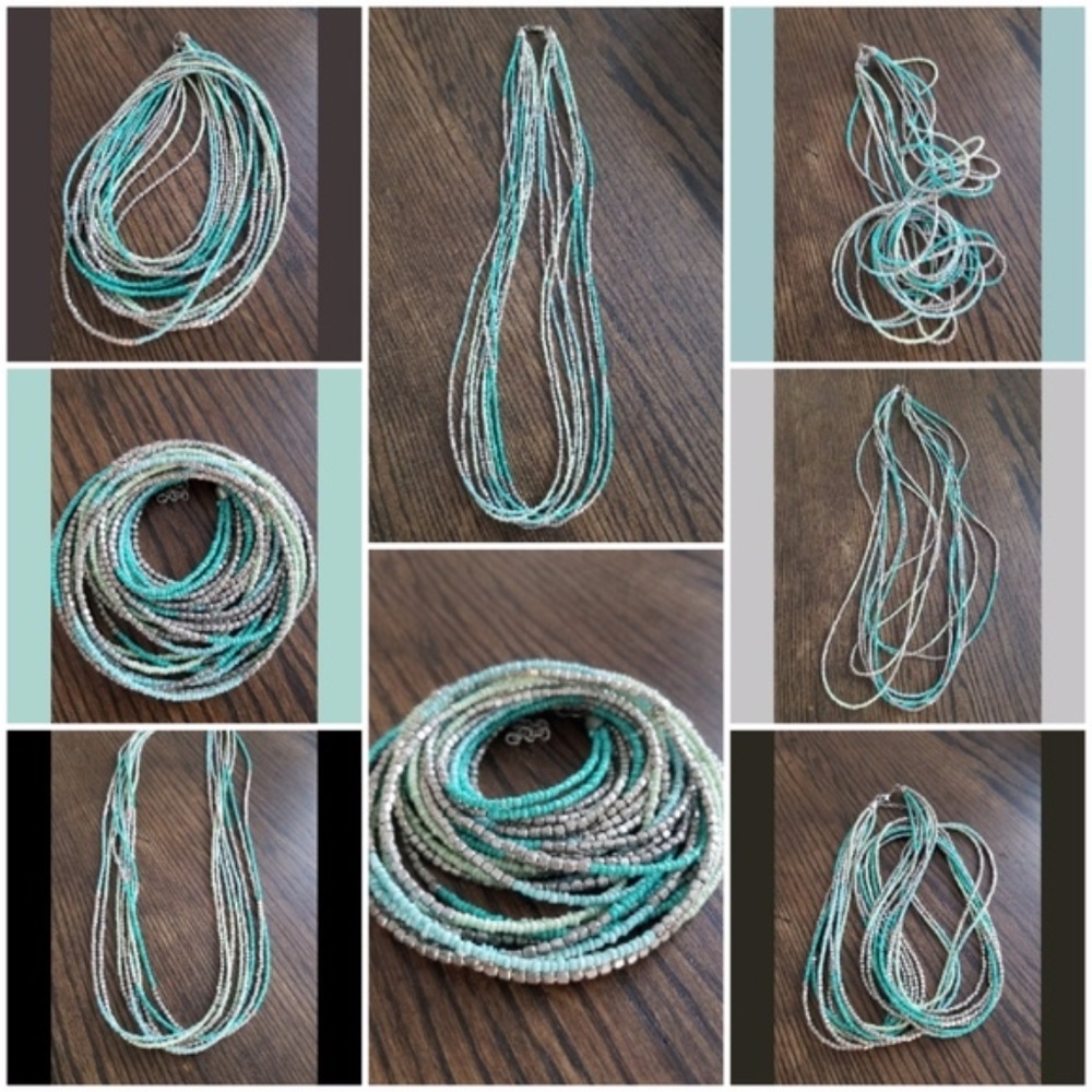 Faceted Multi Strand Turquoise Silver Necklace